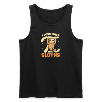 Pi Day I Love Math And Sloths - Men's Premium Organic Tank Top - black - Front - AI Model Male 178 light (178cm)