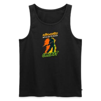 Cricket Player Introvert But Willing Discuss - Men's Premium Organic Tank Top - black - Front - AI Model Male 178 light (178cm)