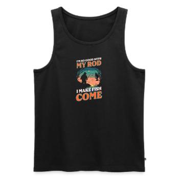 Fisher Fisherman Good With Rod Fish Come - Männer Premium Bio Tank Top - Schwarz - Vorne - AI Model Male 178 light (178cm)