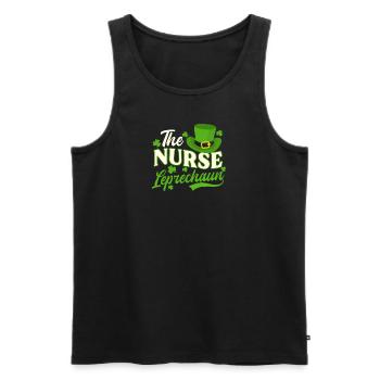 St Patricks Day infirmière l’infirmière lutin - Débardeur bio Premium Homme - noir - Devant - Michal (187cm)