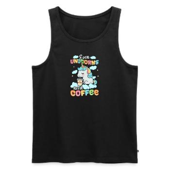 Licorne Même les licornes ont besoin de café - Débardeur bio Premium Homme - noir - Devant - Michal (187cm)