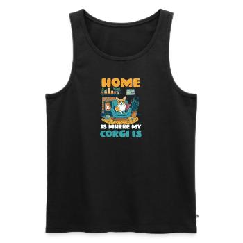 Corgi Mama Papa Zuhause Wo Corgi ist - Männer Premium Bio Tank Top - Schwarz - Vorne - Michal (187cm)