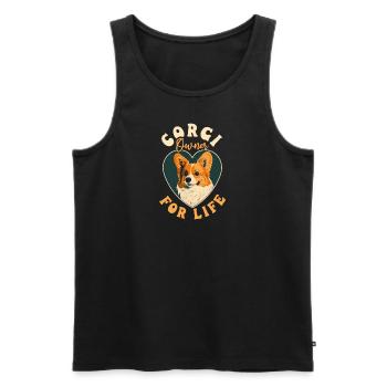 Corgi Mama Papa Corgi Besitzer fürs Leben - Männer Premium Bio Tank Top - Schwarz - Vorne - Michal (187cm)