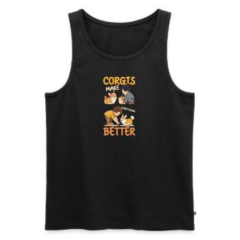 Corgi Mom Dad Corgis Make Everything Better - Men's Premium Organic Tank Top - black - Front - Michal (187cm)