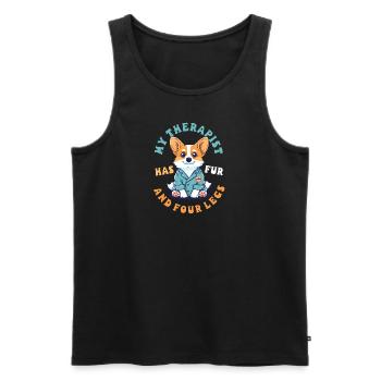 Corgi Mama Papa Mein Therapeut Hat Fell Und Vier Beine - Männer Premium Bio Tank Top - Schwarz - Vorne - Michal (187cm)
