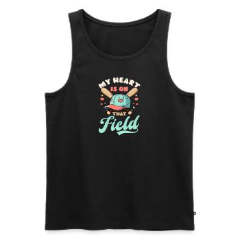 Le cœur de maman de baseball est sur le terrain - Débardeur bio Premium Homme - noir - Devant - Michal (187cm)