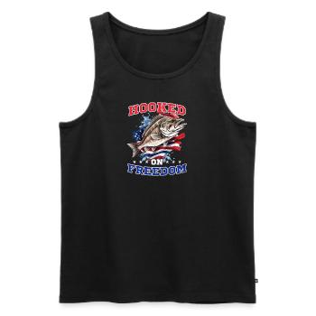 Fischer Süchtig Nach Angelflagge - Männer Premium Bio Tank Top - Schwarz - Vorne - AI Model Male 178 light (178cm)