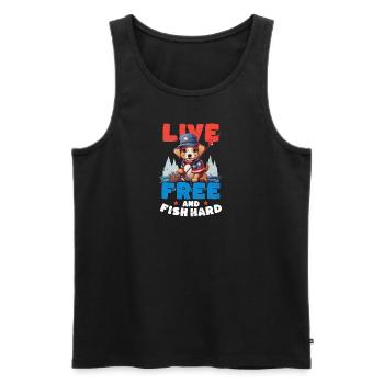 Pêcheur Vivre Libre Et Pêcher Dur - Débardeur bio Premium Homme - noir - Devant - AI Model Male 178 light (178cm)