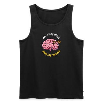 Psychologist Unlocking Minds Healing Hearts - Men's Premium Organic Tank Top - black - Front - AI Model Male 178 light (178cm)