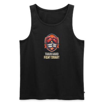 Krav Maga Trainiere hart Kämpfen Smart - Männer Premium Bio Tank Top - Schwarz - Vorne - Michal (187cm)