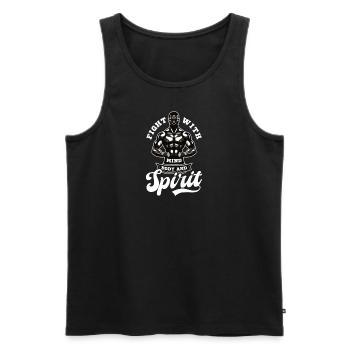 Combat de Krav Maga avec l’, le corps et l’ - Débardeur bio Premium Homme - noir - Devant - Michal (187cm)