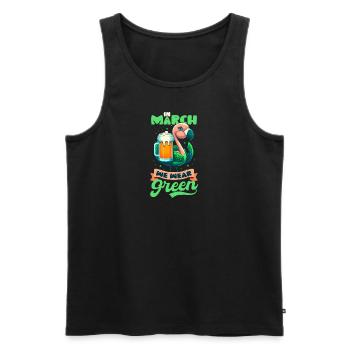 Irish Flamingo St Patricks In March We Wear Green - Men's Premium Organic Tank Top - black - Front - Michal (187cm)