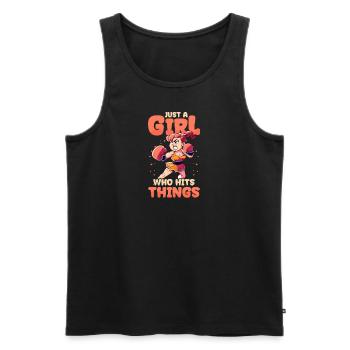 Boxendes Mädchen hat Dinge getroffen - Männer Premium Bio Tank Top - Schwarz - Vorne - AI Model Male 178 light (178cm)