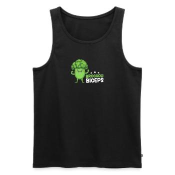 Athlète végétalien Brocoli Biceps Fléchissant - Débardeur bio Premium Homme - noir - Devant - AI Model Male 178 light (178cm)
