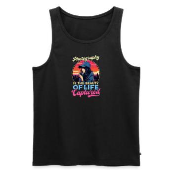 Photography Beauty Of Life Captured - Men's Premium Organic Tank Top - black - Front - AI Model Male 178 light (178cm)