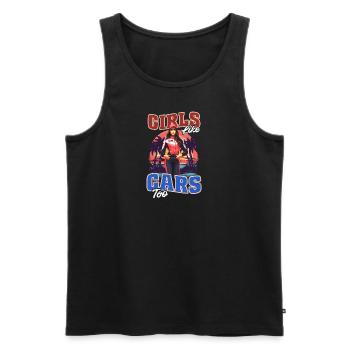 Autobegeisterte Mädchen mögen auch Autos - Männer Premium Bio Tank Top - Schwarz - Vorne - AI Model Male 178 light (178cm)