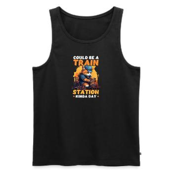 Modelleisenbahn könnte Bahnhofskind sein - Männer Premium Bio Tank Top - Schwarz - Vorne - AI Model Male 178 light (178cm)