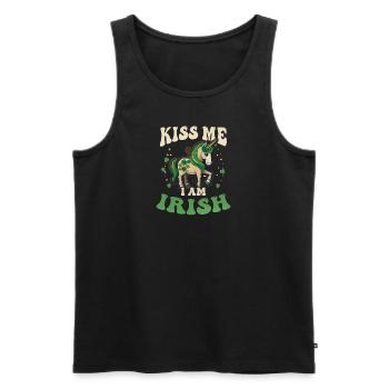 Irish Unicorn St Patricks Kiss Me Irish - Men's Premium Organic Tank Top - black - Front - Michal (187cm)