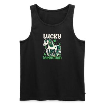 Irish Unicorn St Patricks Lucky Lepricorn - Men's Premium Organic Tank Top - black - Front - AI Model Male 178 light (178cm)
