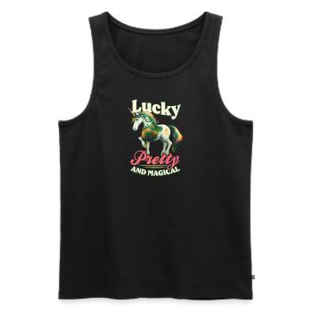 Licorne irlandaise St Patricks chanceux et magique - Débardeur bio Premium Homme - noir - Devant - Michal (187cm)