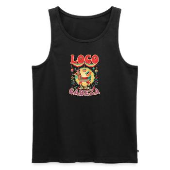Mexico Lover Loco in der Cabeza - Männer Premium Bio Tank Top - Schwarz - Vorne - AI Model Male 178 light (178cm)
