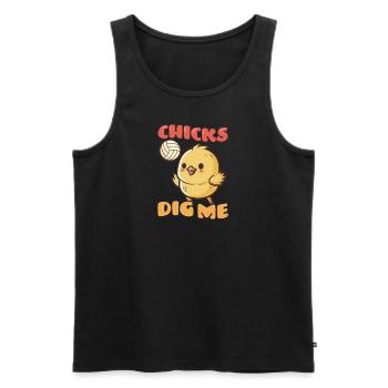 Volleyball Easter Chicks Dig Me - Men's Premium Organic Tank Top - black - Front - Michal (187cm)