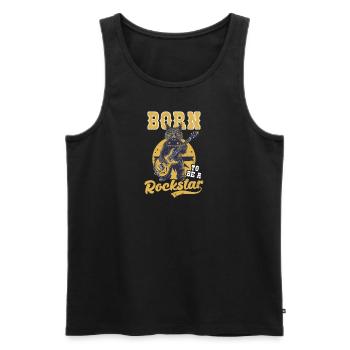 La musique rock est née pour être un rocker - Débardeur bio Premium Homme - noir - Devant - Michal (187cm)