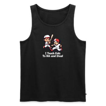 Baseball Coach Teach Kids Hit And Steal - Men's Premium Organic Tank Top - black - Front - AI Model Male 178 light (178cm)
