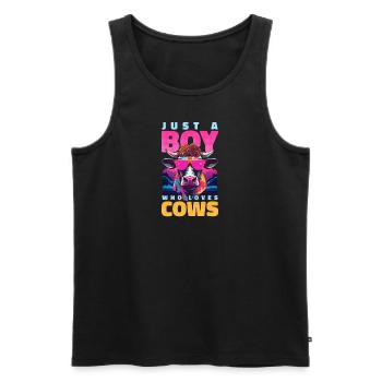 Cow Farmer Boy Who Loves Cows - Men's Premium Organic Tank Top - black - Front - Michal (187cm)