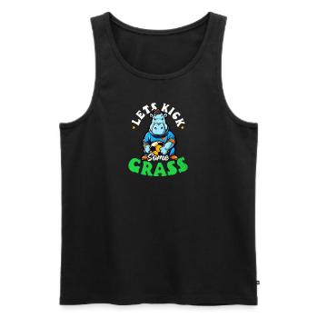 Soccer Coach Lets Kick Some Grass - Men's Premium Organic Tank Top - black - Front - AI Model Male 178 light (178cm)
