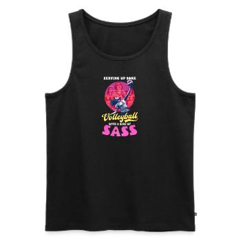 Volleyball Serving Up Some With a Side of Sass - Men's Premium Organic Tank Top - black - Front - AI Model Male 178 light (178cm)