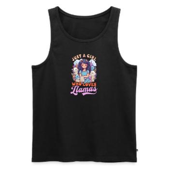 Llama Lover Girl Loves Llamas - Men's Premium Organic Tank Top - black - Front - Michal (187cm)