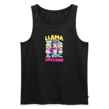 Llama Lover Llama Are New Unicorn - Men's Premium Organic Tank Top - black - Front - Michal (187cm)