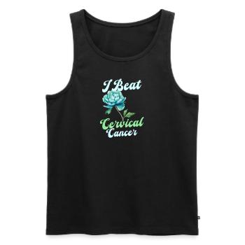 Cervical Cancer Awareness I Beat Cervical Cancer - Men's Premium Organic Tank Top - black - Front - Michal (187cm)