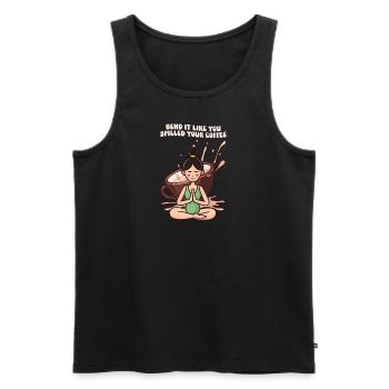 Yoga Instructor Bend It Like You Spilled Your Coff - Men's Premium Organic Tank Top - black - Front - AI Model Male 178 light (178cm)