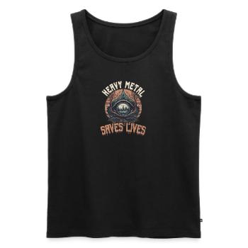 Rock Music Heavy Metal Saves Lifes - Men's Premium Organic Tank Top - black - Front - Michal (187cm)