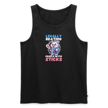 Lacrosse Coach Legally Beating People - Men's Premium Organic Tank Top - black - Front - AI Model Male 178 light (178cm)