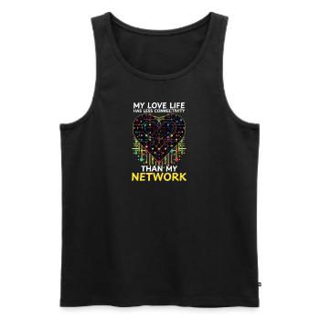 L'ingénierie des réseaux aime moins le réseau de connectivité - Débardeur bio Premium Homme - noir - Devant - AI Model Male 178 light (178cm)