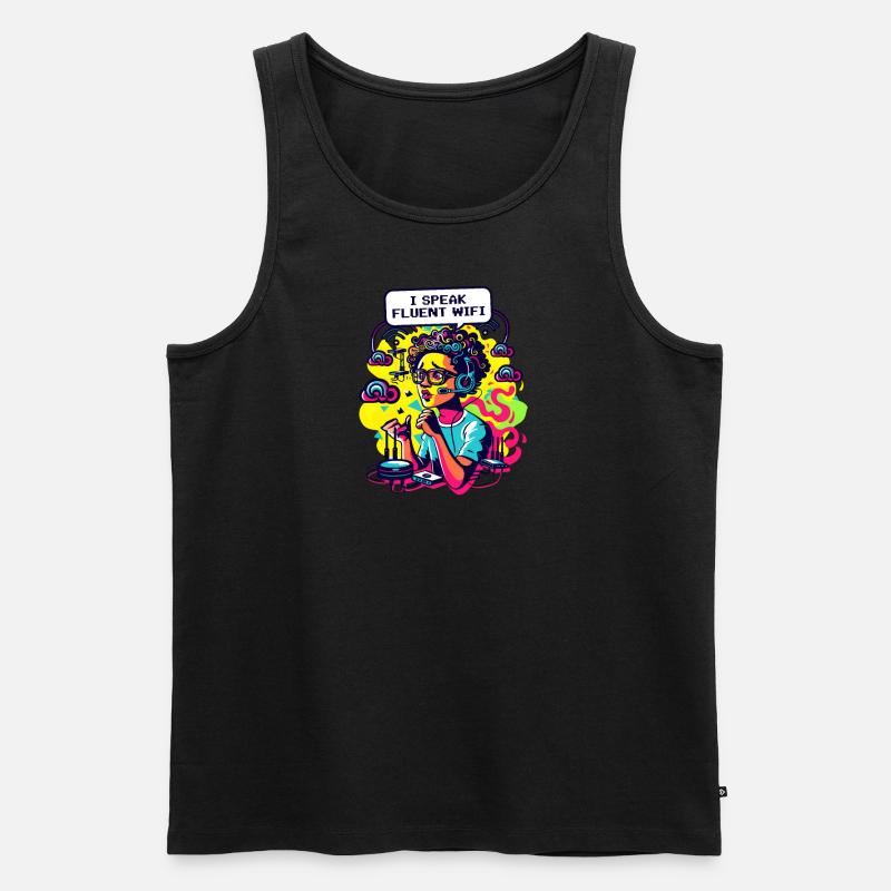 Netzwerktechnik Ich spreche fließend Wi-Fi - Männer Premium Bio Tank Top - Schwarz