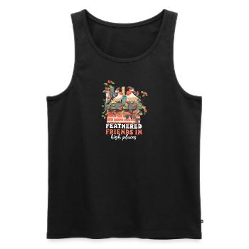 Urban Birdwatching Feathered Friends in High Place - Men's Premium Organic Tank Top - black - Front - AI Model Male 178 light (178cm)