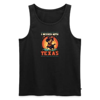 Texas-Liebhaber Ich habe mich mit Texas angelegt - Männer Premium Bio Tank Top - Schwarz - Vorne - AI Model Male 178 light (178cm)