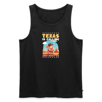 Texas-Liebhaber Texas Calling - Männer Premium Bio Tank Top - Schwarz - Vorne - AI Model Male 178 light (178cm)