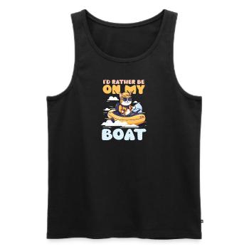Bootfahren Lieber auf meinem Boot - Männer Premium Bio Tank Top - Schwarz - Vorne - AI Model Male 178 light (178cm)