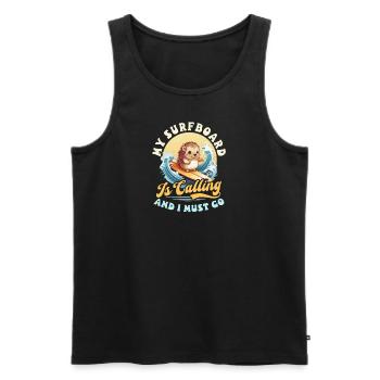 Surfer Surfboard Calling I Go - Men's Premium Organic Tank Top - black - Front - Michal (187cm)
