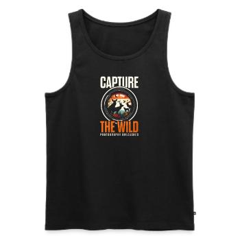 Photographe animalier Capturez la nature - Débardeur bio Premium Homme - noir - Devant - AI Model Male 178 light (178cm)