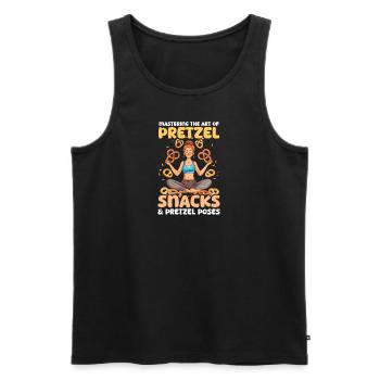 Yoga Mom Maîtriser les collations et les poses de bretzel - Débardeur bio Premium Homme - noir - Devant - AI Model Male 178 light (178cm)