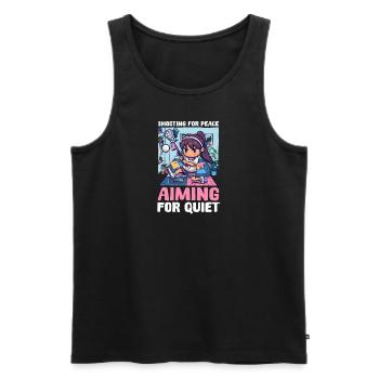 Lacrosse-Mutter schießt für den Frieden, strebt nach Ruhe - Männer Premium Bio Tank Top - Schwarz - Vorne - AI Model Male 178 light (178cm)