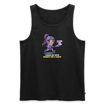 Lacrosse-Mutter stellt sich mit Monday wie ein Champion - Männer Premium Bio Tank Top - Schwarz - Vorne - AI Model Male 178 light (178cm)