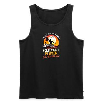 Volleyball Dad Wait To Meet Player Mine Calls Dad - Men's Premium Organic Tank Top - black - Front - Michal (187cm)