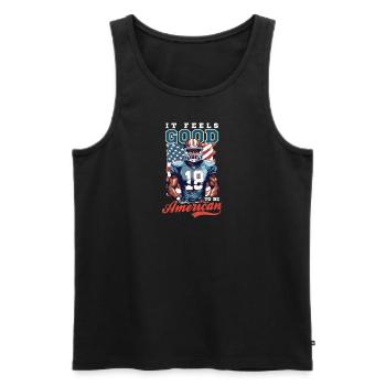 4 juillet Football Feels Good Be American - Débardeur bio Premium Homme - noir - Devant - AI Model Male 178 light (178cm)